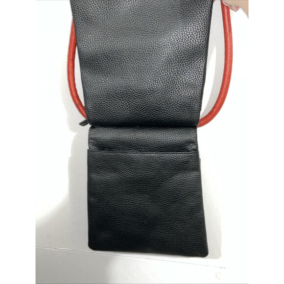Vachet-Ta Italy Black Pebbled Leather Crossbody Bag Purse Unique Design - Picture 8 of 9